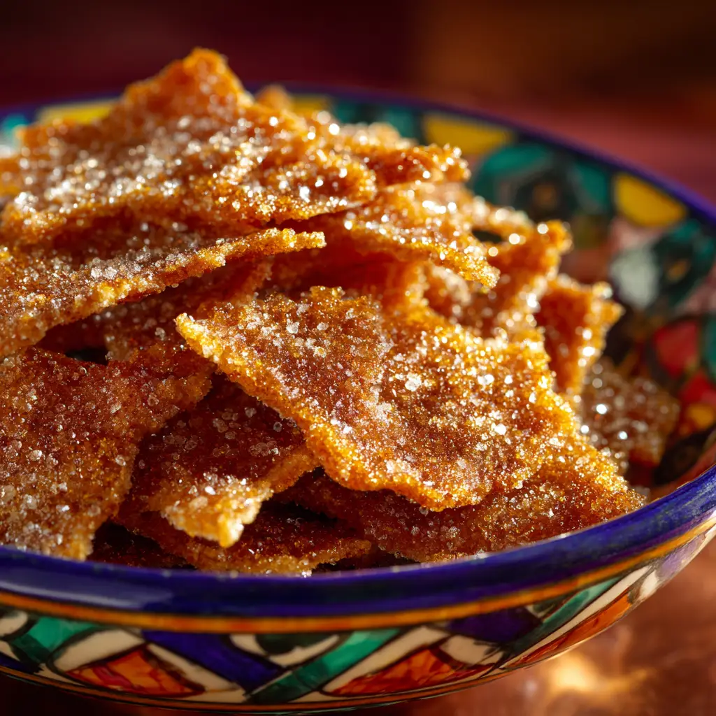 Christmas Cinnamon Crisps (The Easiest Holiday Treat!) 1 A stack of freshly baked tortilla crisps, highlighting their golden color and crisp edges.