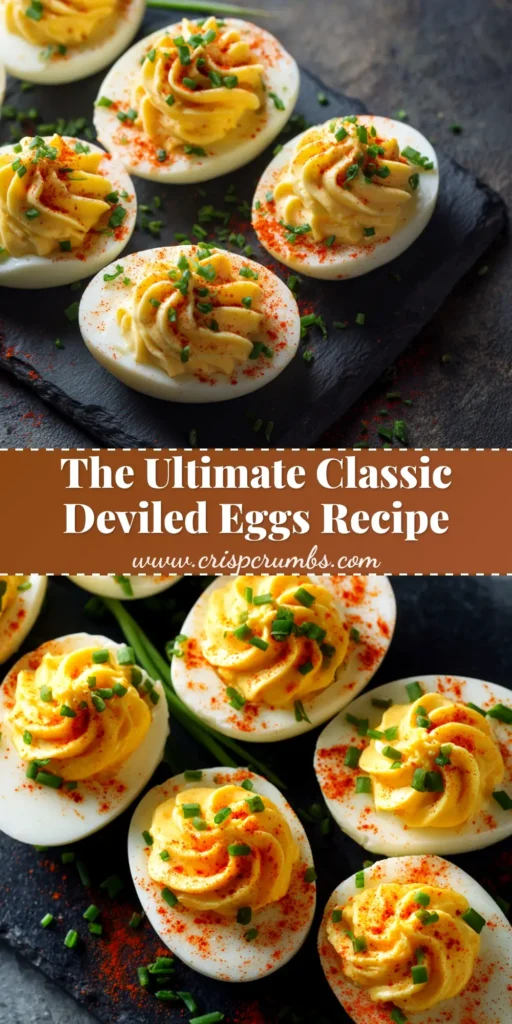 A platter of classic deviled eggs, perfectly filled and garnished with paprika. This image is for the best deviled eggs recipe.