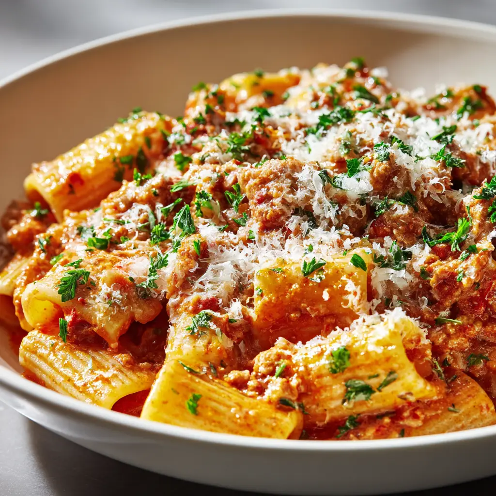 A spoonful of creamy ground turkey pasta being lifted from a bowl, demonstrating the gooey cheese pull of the final dish.
