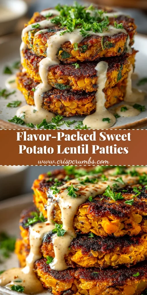 Crispy and savory Sweet Potato Patties stacked on a plate. This easy recipe is perfect for a healthy side dish or appetizer. Get the full recipe for these delicious sweet potato cakes!