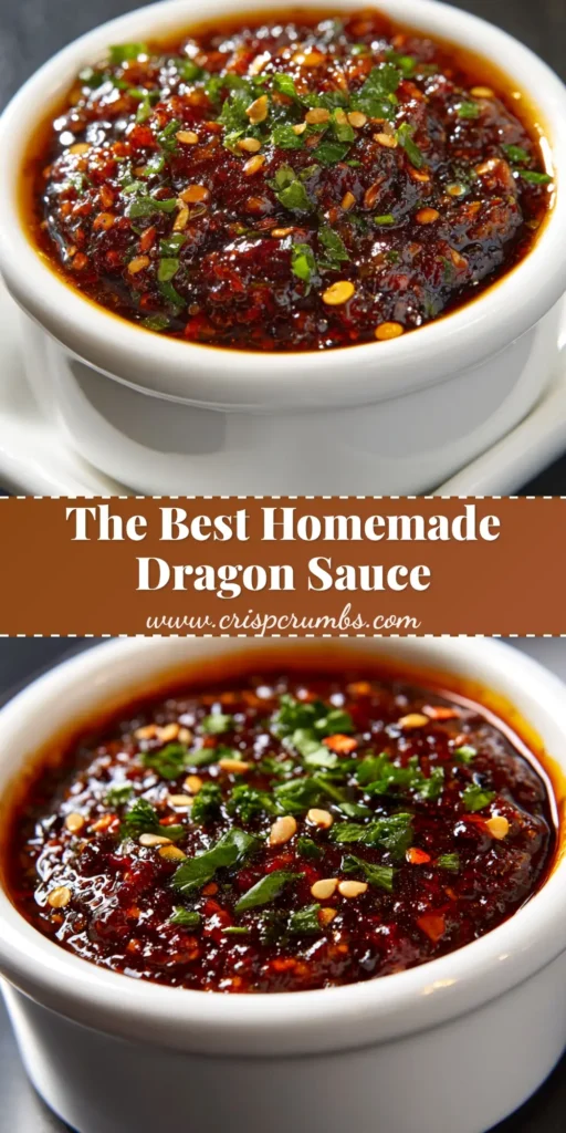 An amazing Dragon Sauce Recipe that is fiery, sweet, and savory. Perfect as a dipping sauce, marinade, or glaze. The sauce is shown in a small bowl, ready to serve.