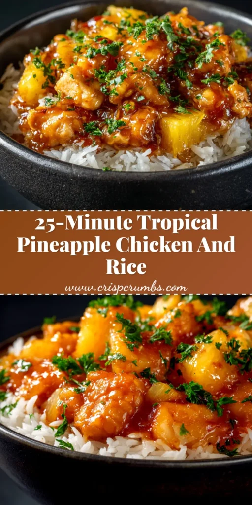 Pineapple Chicken and Rice: A 30-Minute One-Pan Meal 3 A colorful one-pan Pineapple Chicken and Rice dish in a skillet, garnished with green onions. The perfect easy weeknight dinner idea.