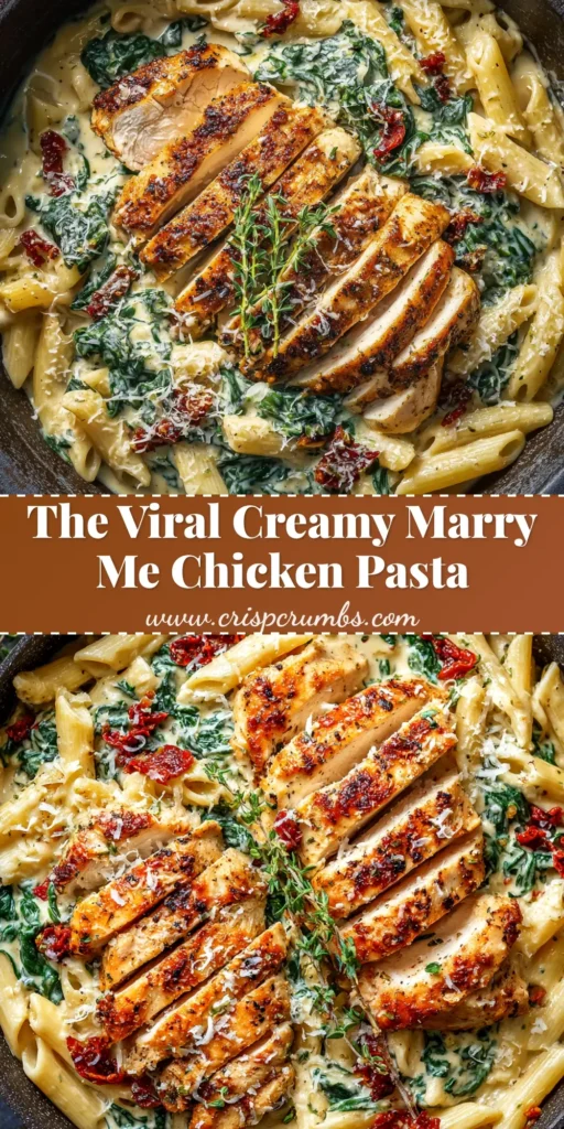 Marry Me Chicken Pasta: The Ultimate Creamy Recipe 3 A close-up shot of creamy Marry Me Chicken Pasta in a white bowl, garnished with fresh basil. The pasta is coated in a rich, orange-hued sun-dried tomato sauce.
