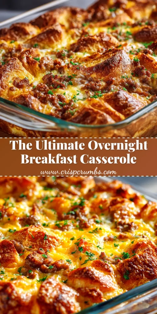 Overnight Croissant Breakfast Casserole: The Ultimate Make-Ahead Brunch 4 A golden-brown baked overnight croissant breakfast casserole in a white baking dish, ready to be served for a holiday brunch.