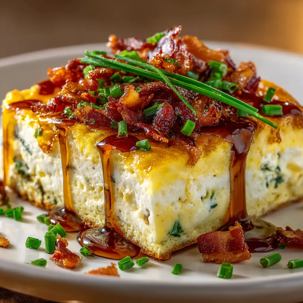 Breakfast Casserole (The Only Recipe You'll Ever Need) 1 A fork cutting into a piece of sausage breakfast casserole, revealing the moist and savory interior.