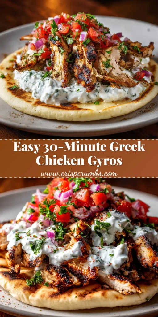 Authentic Greek Chicken Gyros Recipe 4 An overhead shot of authentic Greek Chicken Gyros served on a platter with fresh tomatoes, onions, and a side of creamy tzatziki sauce.