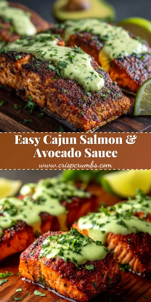 Baked Cajun Salmon: A Spicy, Savory, & Simple Weeknight Dinner 3 A perfectly baked cajun salmon fillet on a plate with lemon wedges and fresh herbs. The salmon has a vibrant, spicy crust, ready to be served for a healthy dinner.
