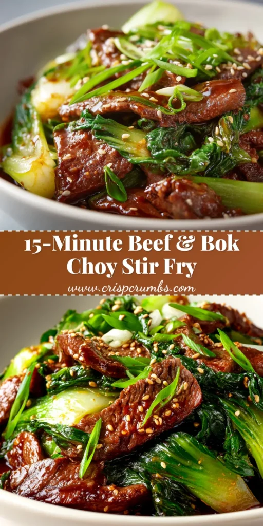A delicious and easy Beef and Bok Choy Stir Fry in a white bowl with chopsticks, perfect for a quick weeknight dinner. The beef is tender and the bok choy is crisp.