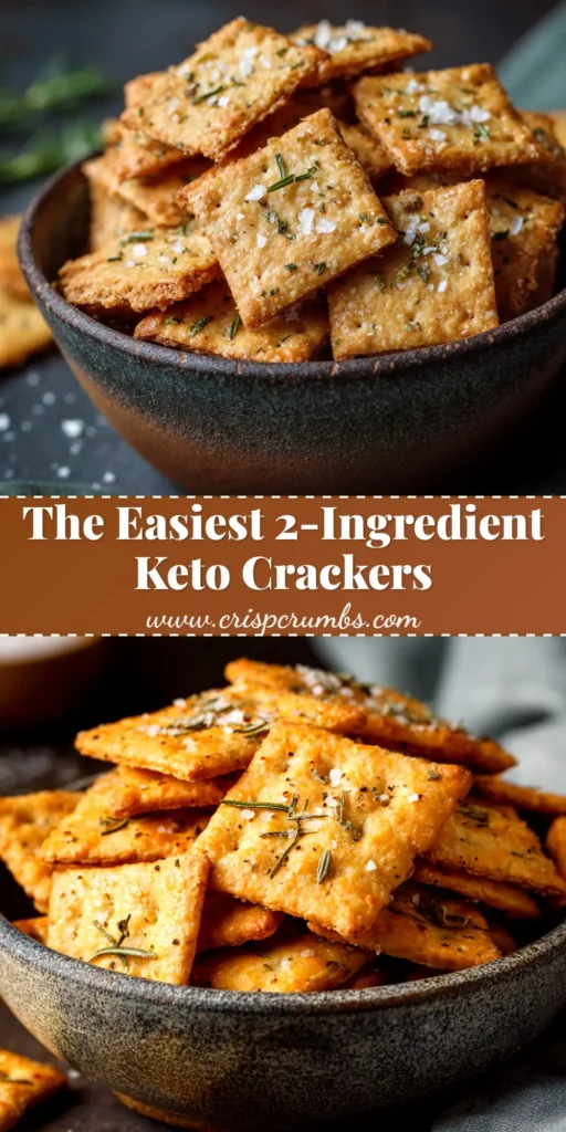 Keto Crackers: The Ultimate Recipe for a Crispy, Crunchy Snack 4 A close-up shot of crispy, golden-brown keto crackers arranged neatly. The text overlay reads 'The Best Keto Crackers Recipe'.