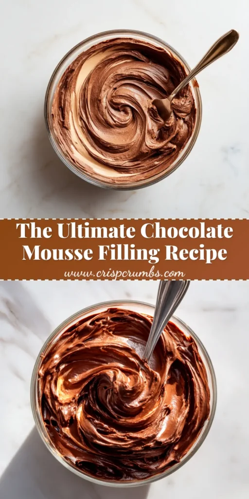 A rich and silky Chocolate Mousse Filling being piped onto a layer of chocolate cake, showcasing its stable and firm texture. Perfect for layered desserts.