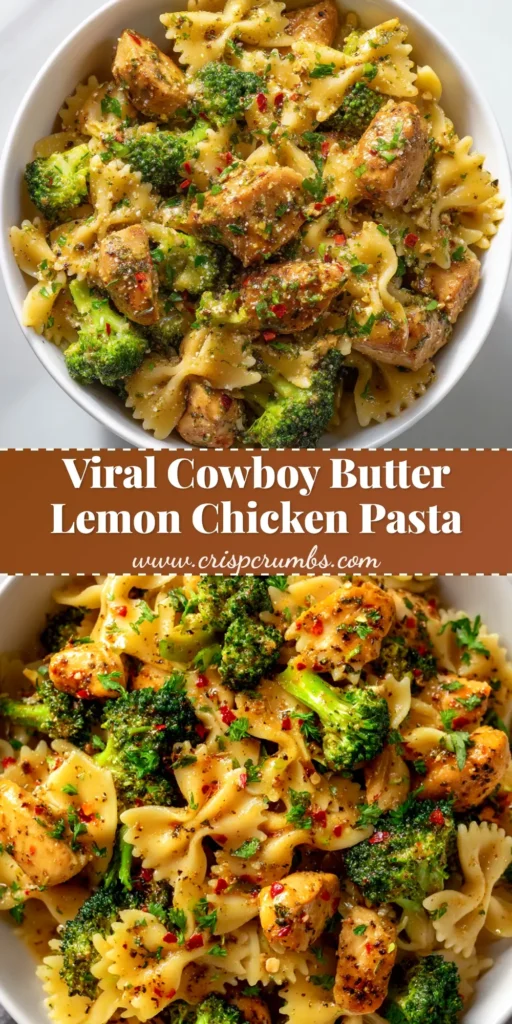 A skillet of Cowboy Butter Chicken, with juicy chicken breasts smothered in a vibrant, herb-flecked butter sauce. A lemon wedge sits on the side.