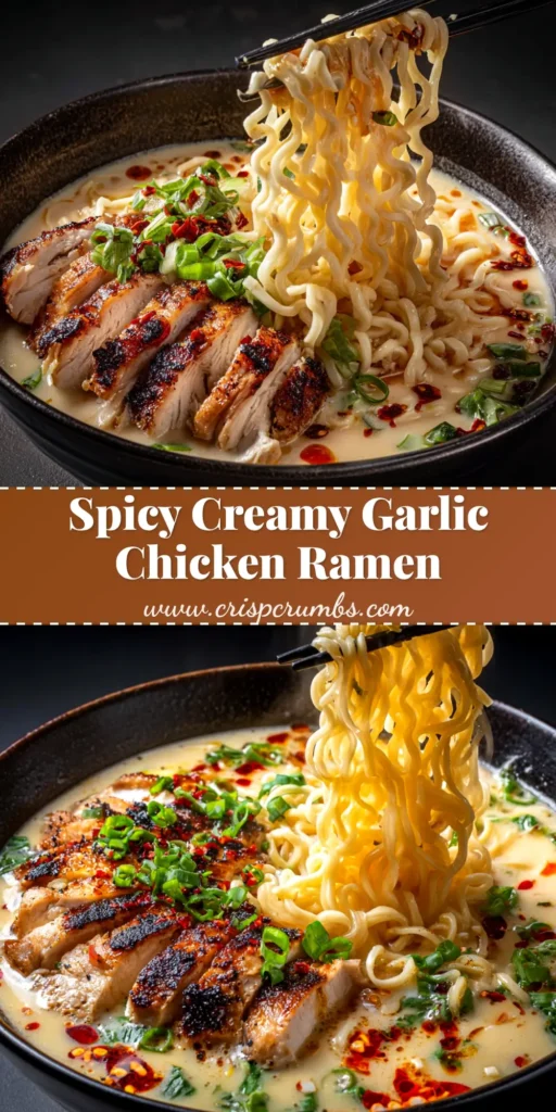 Creamy Chicken Ramen: The Ultimate 30-Minute Comfort Food 4 A large bowl of creamy chicken ramen with a soft boiled egg, sliced chicken, and green onions. The perfect easy weeknight dinner recipe.