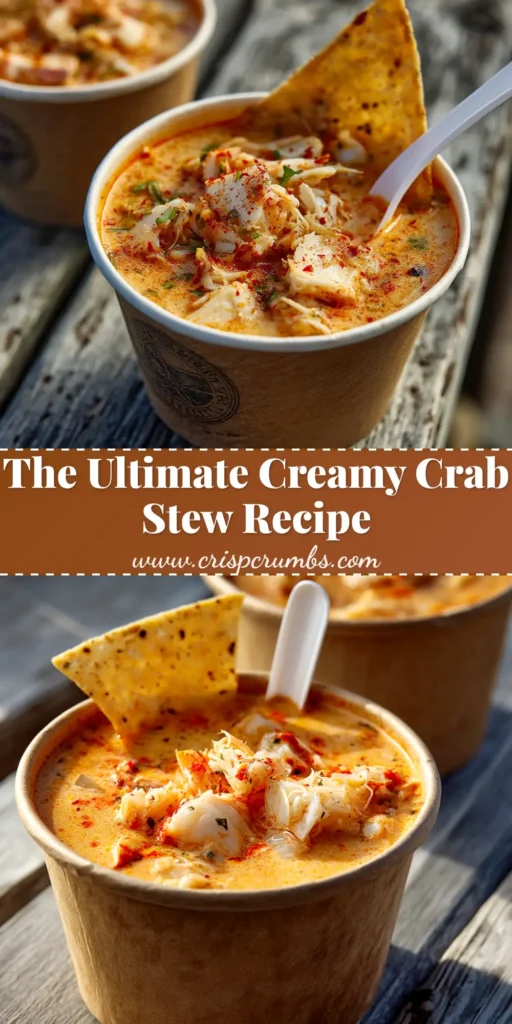 Crab Stew Recipe (The Ultimate Creamy & Easy Guide) 3 A close-up shot of a rich and creamy crab stew recipe served in a white bowl, garnished with fresh parsley. The perfect comforting seafood meal.