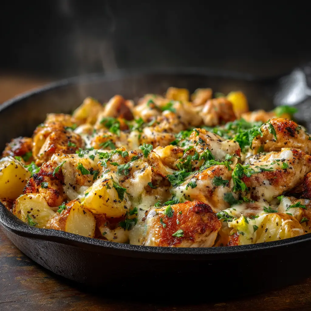 A detailed shot of the ingredients for creamy garlic parmesan chicken before cooking in the slow cooker.