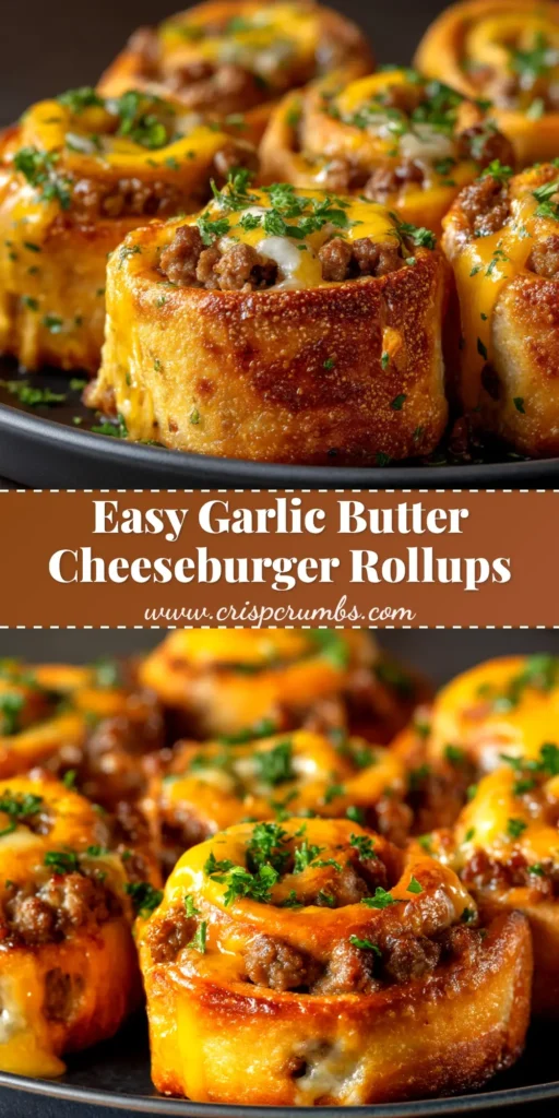 Cheeseburger Rollups: The Ultimate Easy Recipe 4 A platter of golden-brown Cheeseburger Rollups, topped with sesame seeds and ready to be served. A delicious and easy recipe.