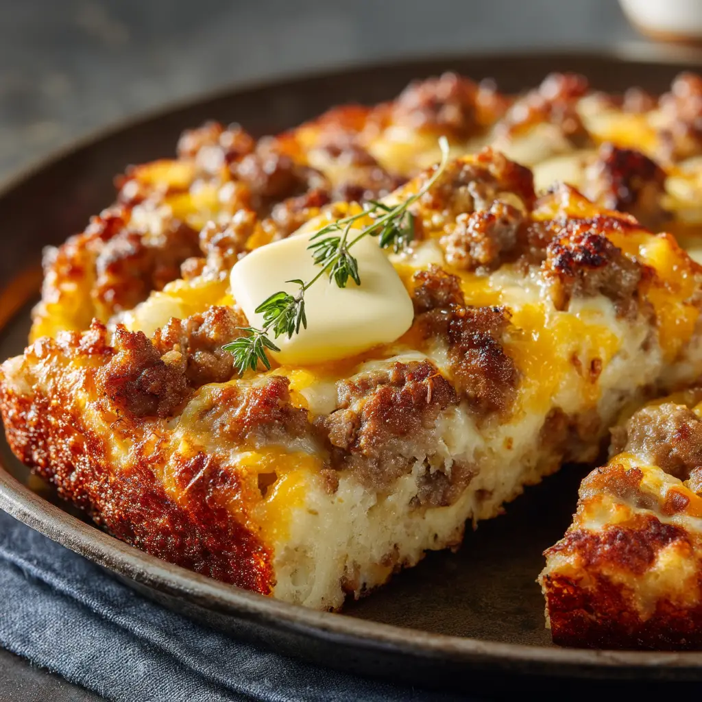 Sausage Cheese Sheet Pan Pancakes: The Easiest Savory Breakfast 1 A spatula lifting a perfect square of sheet pan pancakes from the pan, highlighting the fluffy interior and savory toppings.