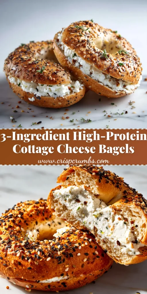 An overhead shot of four homemade High-Protein Cottage Cheese Bagels covered in everything bagel seasoning, ready to be shared.