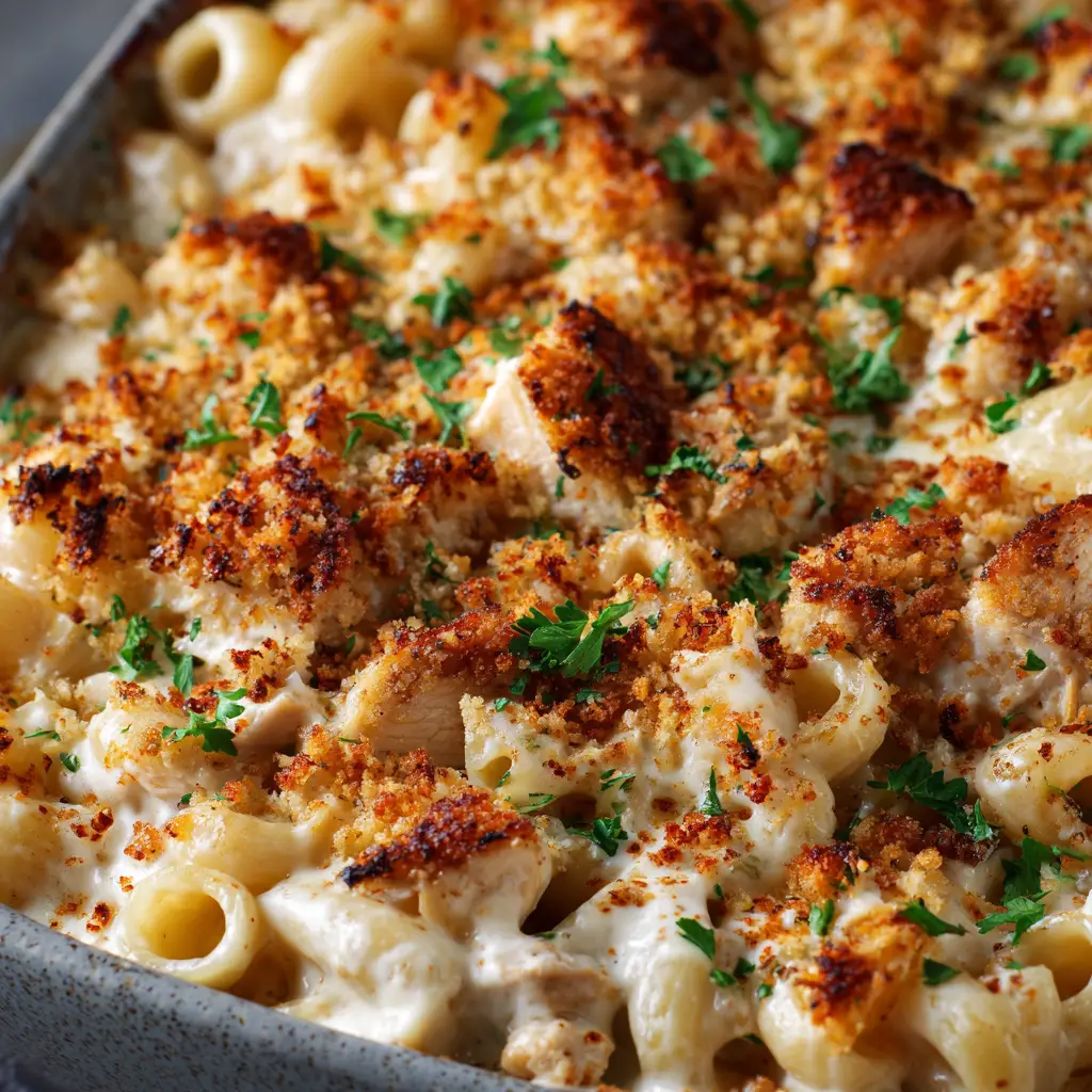 Cajun Chicken Mac and Cheese: The Ultimate Creamy Recipe 1 A Dutch oven filled with homemade Cajun Chicken Mac and Cheese, ready for serving.