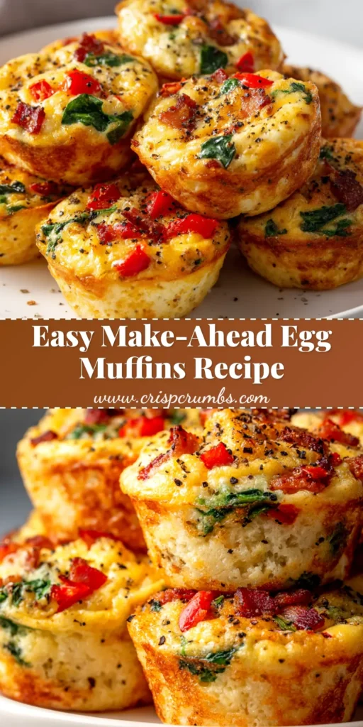 Make-Ahead Egg Muffins: The Ultimate Breakfast Meal Prep 3 A tray of perfectly baked make-ahead egg muffins filled with bacon, spinach, and cheese. The ultimate meal prep breakfast recipe for busy mornings.