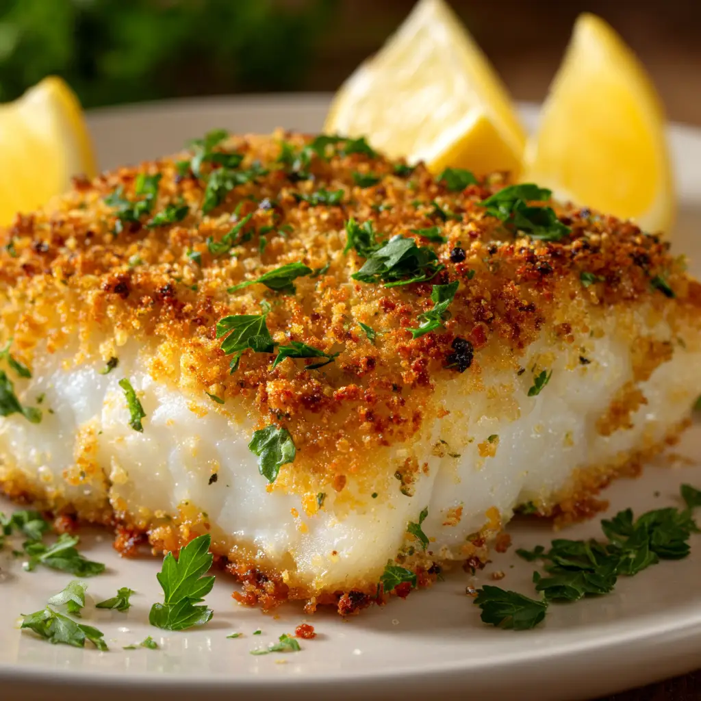 Garlic Parmesan Crusted Halibut (The Ultimate Crispy Recipe) 1 The panko, parmesan, and garlic topping mixture in a bowl before being placed on the halibut.