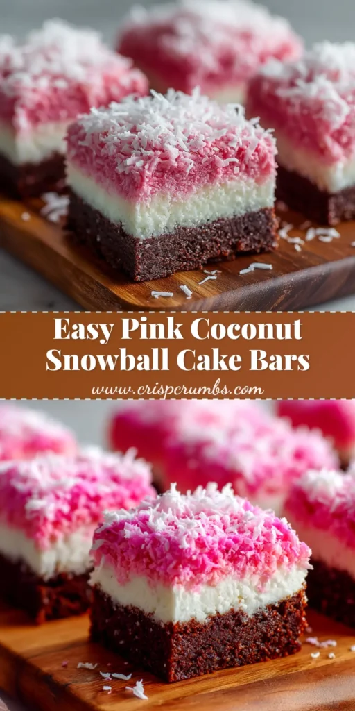 Pink Coconut Snowball Cake Bars (The Easiest Recipe!) 4 A platter of delicious Pink Coconut Snowball Cake Bars, showing the fluffy pink cake, marshmallow frosting, and a generous coating of shredded coconut. The perfect easy party dessert recipe.