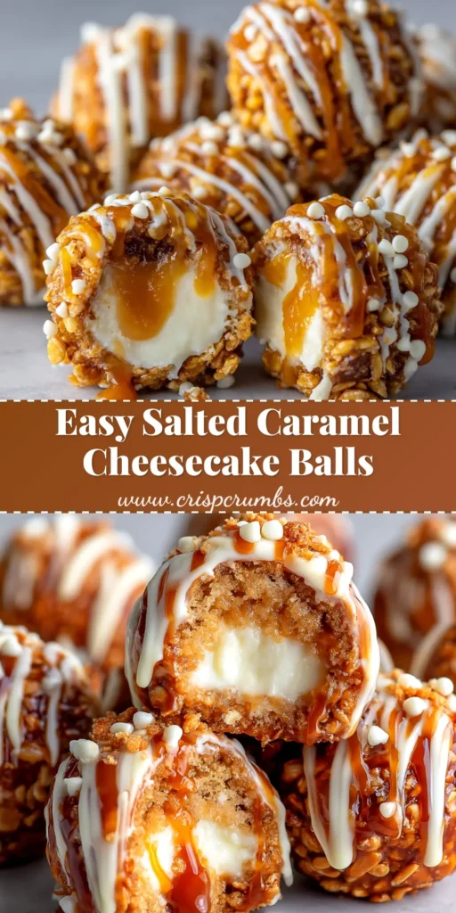Salted Caramel Pretzel Cheesecake Balls (The Ultimate No-Bake Treat) 3 A platter of Salted Caramel Pretzel Cheesecake Balls, coated in chocolate and crushed pretzels, with one cut open to show the creamy cheesecake and caramel center.