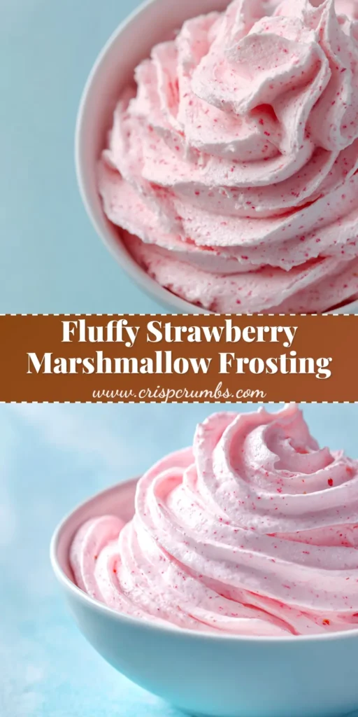 Strawberry Marshmallow Frosting (Fluffy, Fruity & Foolproof) 4 A bowl of fluffy pink Strawberry Marshmallow Frosting with a spatula, ready for decorating cakes or cupcakes.