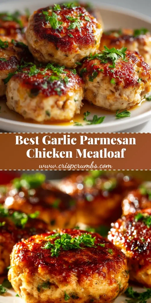 Garlic Parmesan Chicken Meatloaf: Your New Weeknight Favorite 3 A perfectly baked Garlic Parmesan Chicken Meatloaf sliced on a platter, revealing a juicy and tender interior. A delicious and easy weeknight dinner idea.