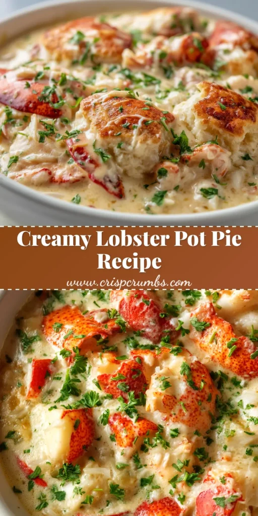 Lobster Pot Pie Recipe (The Ultimate Comfort Food) 4 An overhead shot of a golden-brown, flaky lobster pot pie in a white ramekin, ready to be shared. The perfect Lobster Pot Pie Recipe.