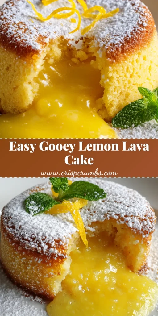 The Ultimate Lemon Lava Cake: A Golden Molten Citrus Dream 4 Close-up of a sliced golden-baked round lemon lava cake revealing a thick, vibrant yellow oozing lemon curd center on a minimalist plate.
