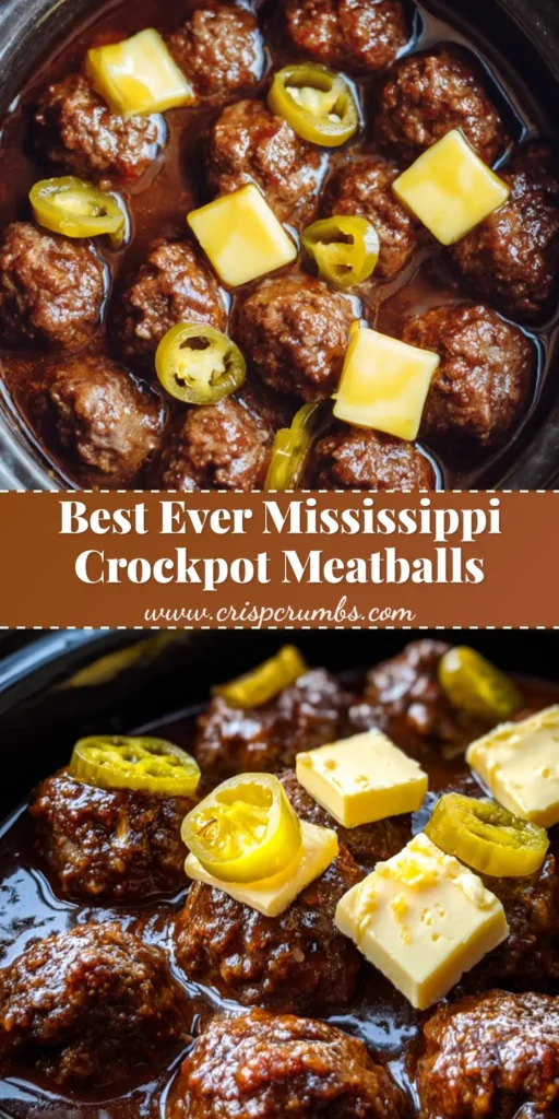 Mississippi Meatballs: The Ultimate Slow Cooker Comfort Food Guide 4 A top-down view of Mississippi Meatballs in a slow cooker with melting butter and yellow pepperoncinis.