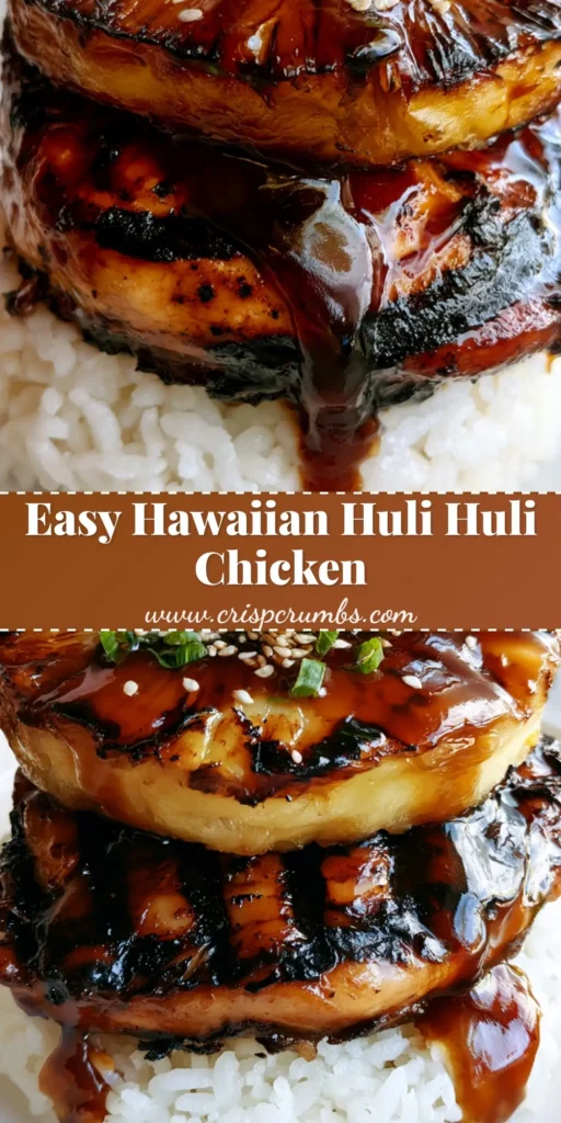 Huli Huli Chicken Stack with Grilled Pineapple and Jasmine Rice 4 A handheld smartphone photo of a Hawaiian Huli Huli chicken stack featuring charred chicken and grilled pineapple on jasmine rice.