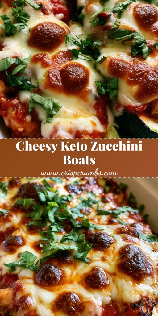 Keto Chicken Parmesan Zucchini Boats: The Ultimate Low-Carb Italian Comfort 4 A close-up of Keto Chicken Parmesan Zucchini Boats in a white ceramic dish featuring bubbly mozzarella and fresh basil.