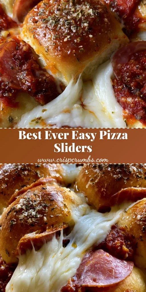A handheld smartphone photo of Easy Pizza Sliders showing melted mozzarella cheese and pepperoni layers in a baking dish.
