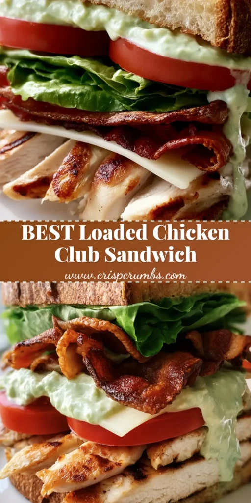The Ultimate Chicken Club Sandwich with Creamy Avocado Ranch 4 A tall Chicken Club Sandwich on toasted sourdough with seared chicken, crispy bacon, and dripping avocado ranch. (Chicken Club Sandwich)