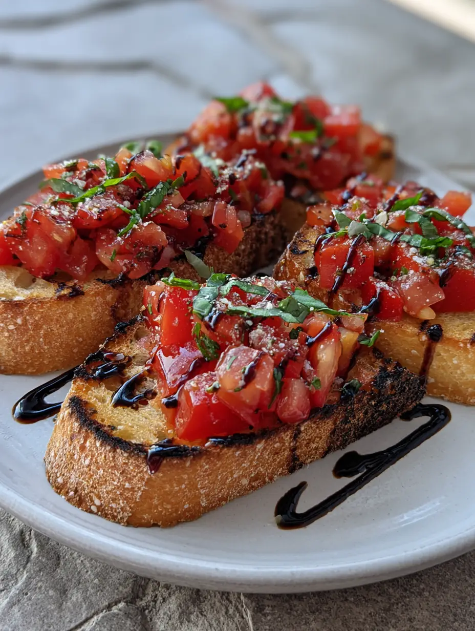 A handheld smartphone photo showing toasted artisan baguette slices with charred edges and diced red tomatoes. (Italian Bruschetta Recipe)