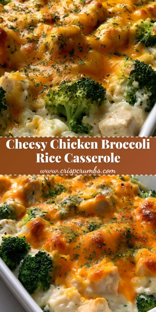 Top-down view of a Chicken Broccoli Rice Casserole in a white dish with bubbling orange cheddar and toasted spots.