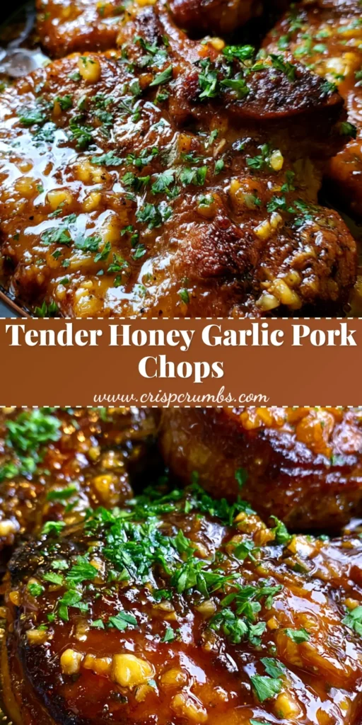 Crockpot Honey Garlic Pork Chops: Tender, Glazed, and Deeply Caramelized 4 A stack of seared thick-cut pork chops in a dark slow cooker, glistening with a thick amber honey garlic butter glaze and garnished with parsley. (Crockpot Honey Garlic Pork Chops)