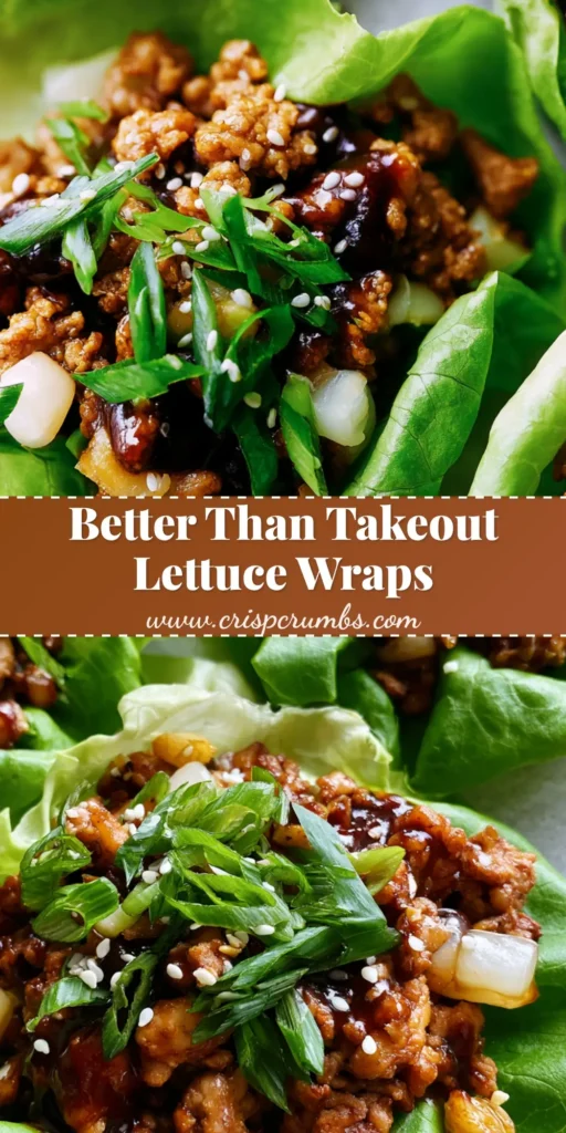 A professional top-down shot of PF Chang's Chicken Lettuce Wraps in bright green butter lettuce cups with a glossy dark filling and sesame seeds.