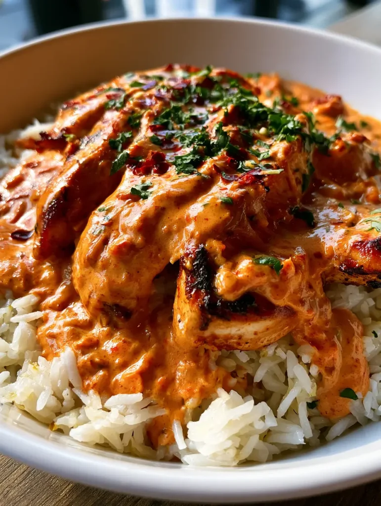 Creamy Cajun Chicken and Rice: A Bold and Velvety Weeknight Masterpiece 1 Close-up of the thick Cajun sauce pooling into the garlic rice, garnished with fresh parsley and red chili flakes. (Creamy Cajun Chicken and Rice)
