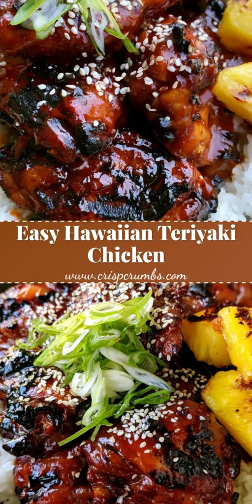 A rustic bowl of Hawaiian Teriyaki Chicken featuring grilled mahogany thighs over white jasmine rice with charred pineapple chunks.