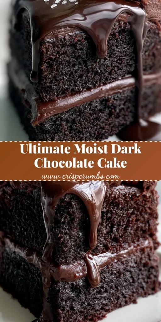 A tall, decadent slice of Dark Chocolate Mount Doom Cake with thick frosting and slow-moving chocolate drips on a white plate.