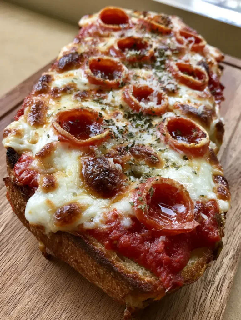 French Bread Pizza Recipe: The Ultimate Crispy Baguette Masterclass 1 Close up of charred mozzarella spots and dried oregano on a French Bread Pizza Recipe.