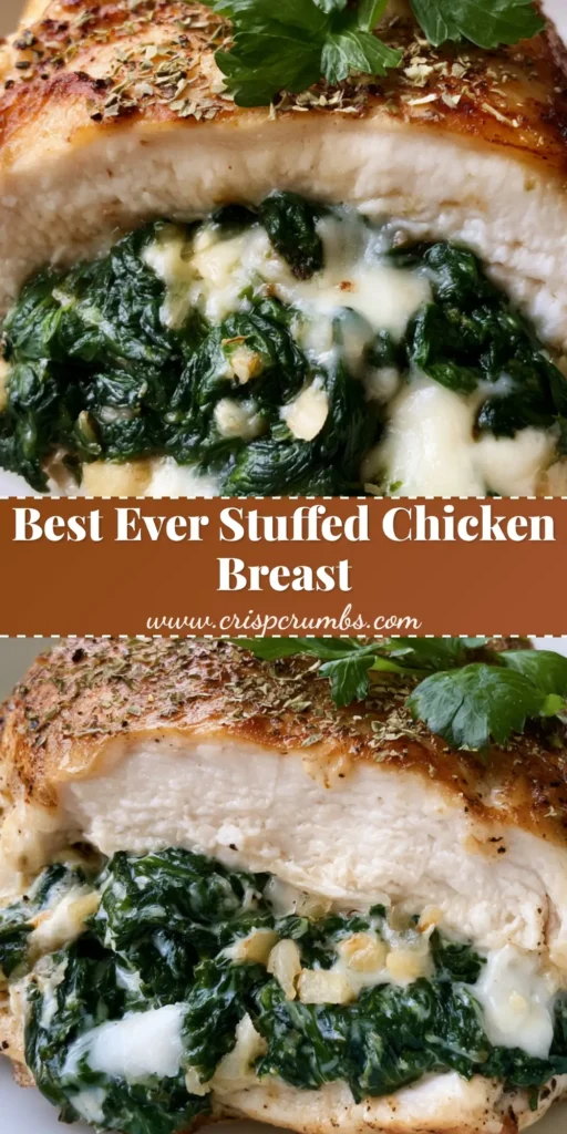 Garlic Spinach Stuffed Chicken: The Ultimate Golden-Seared Dinner 4 A top-down view of Garlic Spinach Stuffed Chicken on a white plate, showing the golden-brown crust and melted cheese. (Garlic Spinach Stuffed Chicken)