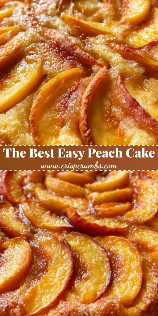 Fresh Peach Cake: A Rustic Summer Masterpiece with Golden Crumbs and Sliced Stone Fruit 4 A handheld smartphone photo of a rustic Fresh Peach Cake in a dark ceramic dish, featuring glistening crescent-shaped peach slices with skins on.