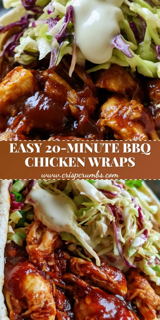 A close-up vertical shot of BBQ Chicken Coleslaw Wraps held in hand, showing the glossy BBQ chicken, purple cabbage slaw, and green onions. (BBQ Chicken Coleslaw Wraps)