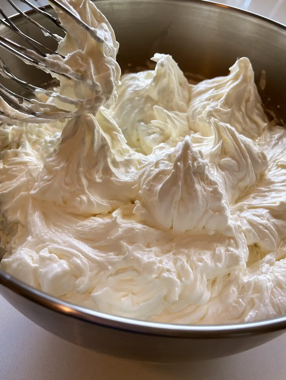 Italian Meringue Buttercream: The Ultimate Professional Guide to Silky Smooth Frosting 3 A handheld smartphone photo showing a thick layer of Italian Meringue Buttercream in a bowl with soft peaks. (Italian Meringue Buttercream)
