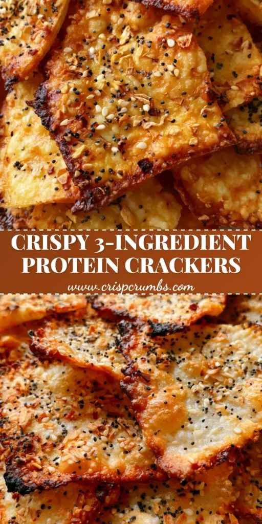 A pile of crispy Cottage Cheese Crackers with golden edges and everything seasoning on white parchment paper.