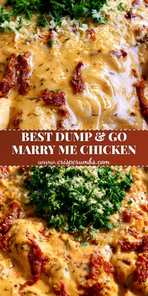 Marry Me Chicken: The Slow Cooker Secret to Succulent Fork-Tender Bliss 3 A close-up, high-angle view of slow cooker Marry Me Chicken with thick orange cream sauce, sun-dried tomatoes, and fresh parsley garnish. (Marry Me Chicken)
