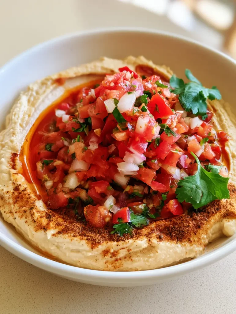A handheld smartphone photo of Healthy Taco Hummus on a light countertop in natural light.